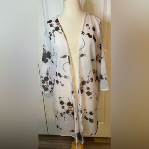 Sheer‎ Coverup White Black Floral Swim Size Large XL